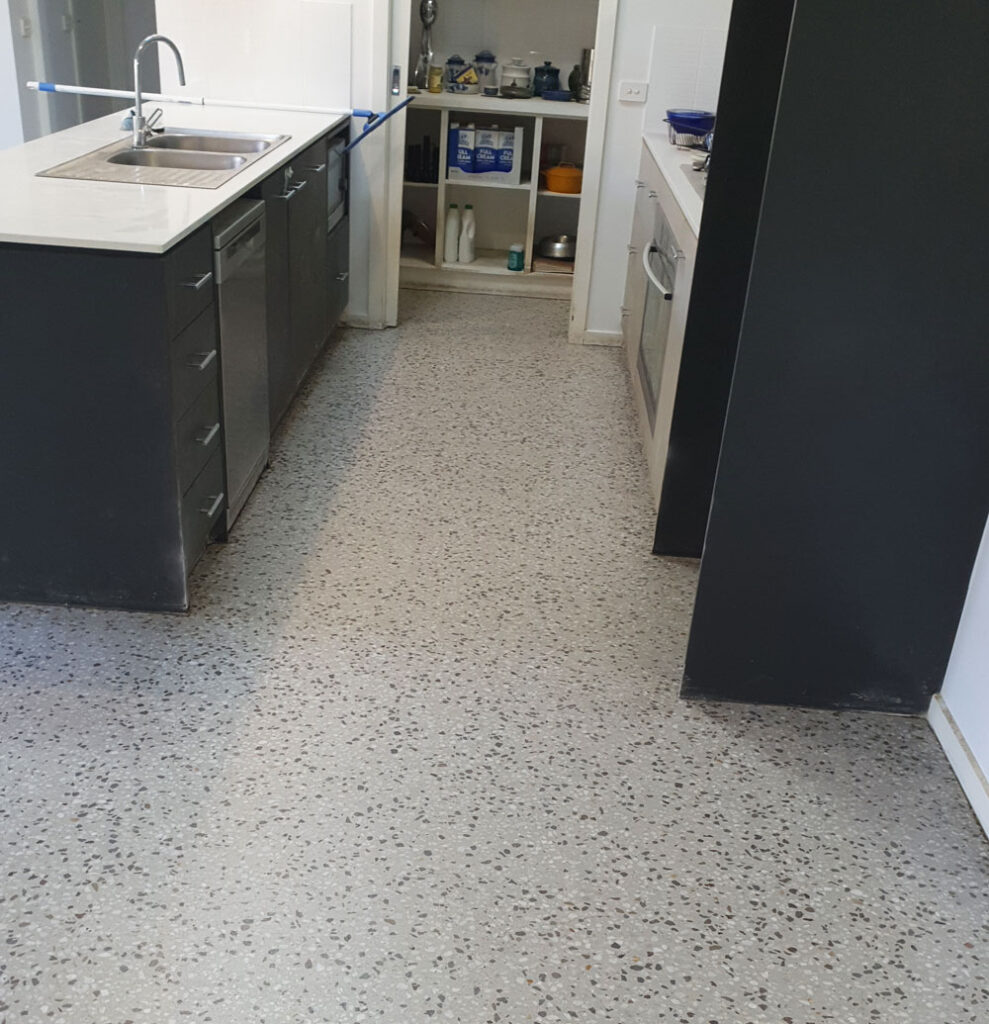 Grind & clear seal. work in kitchen